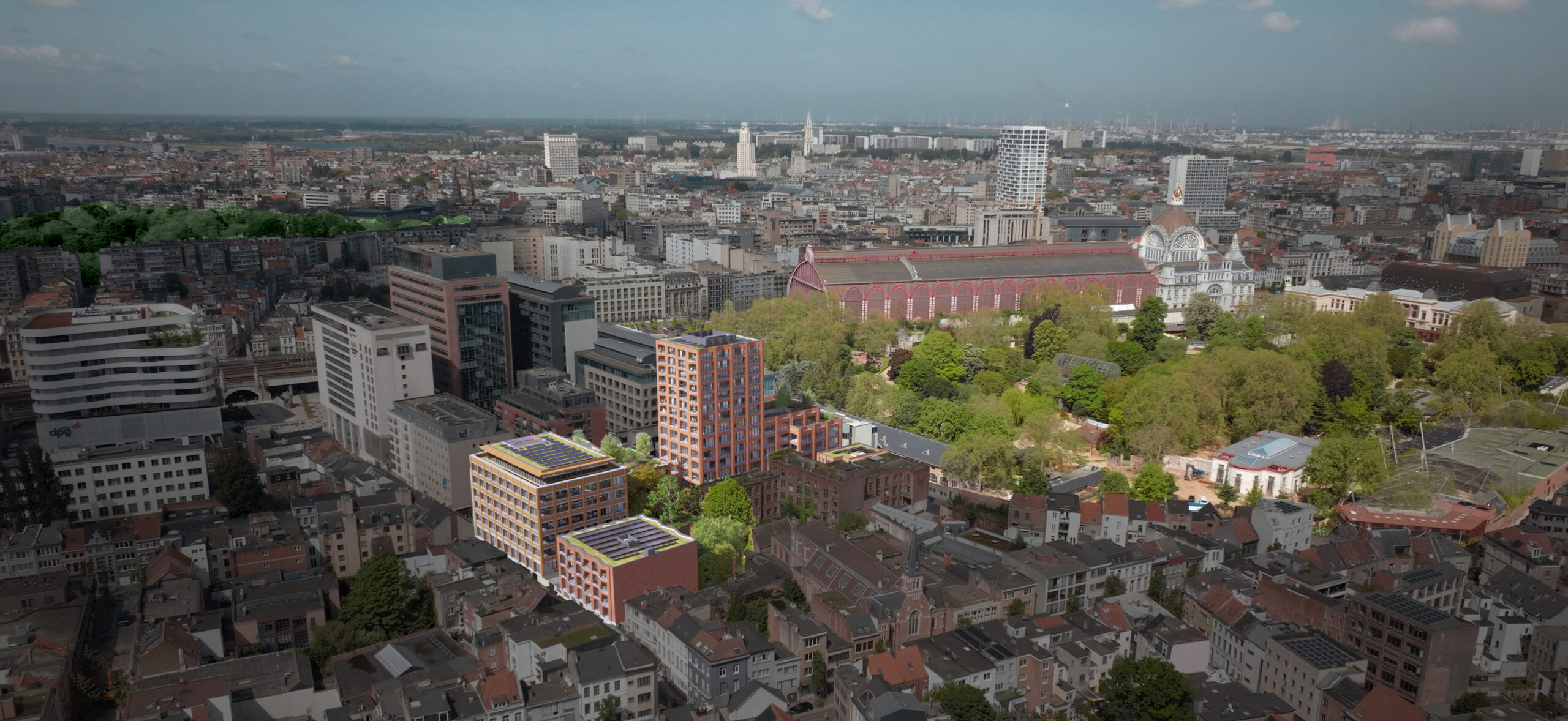 Een birdview van nieuwbouwproject Pulse Antwerp